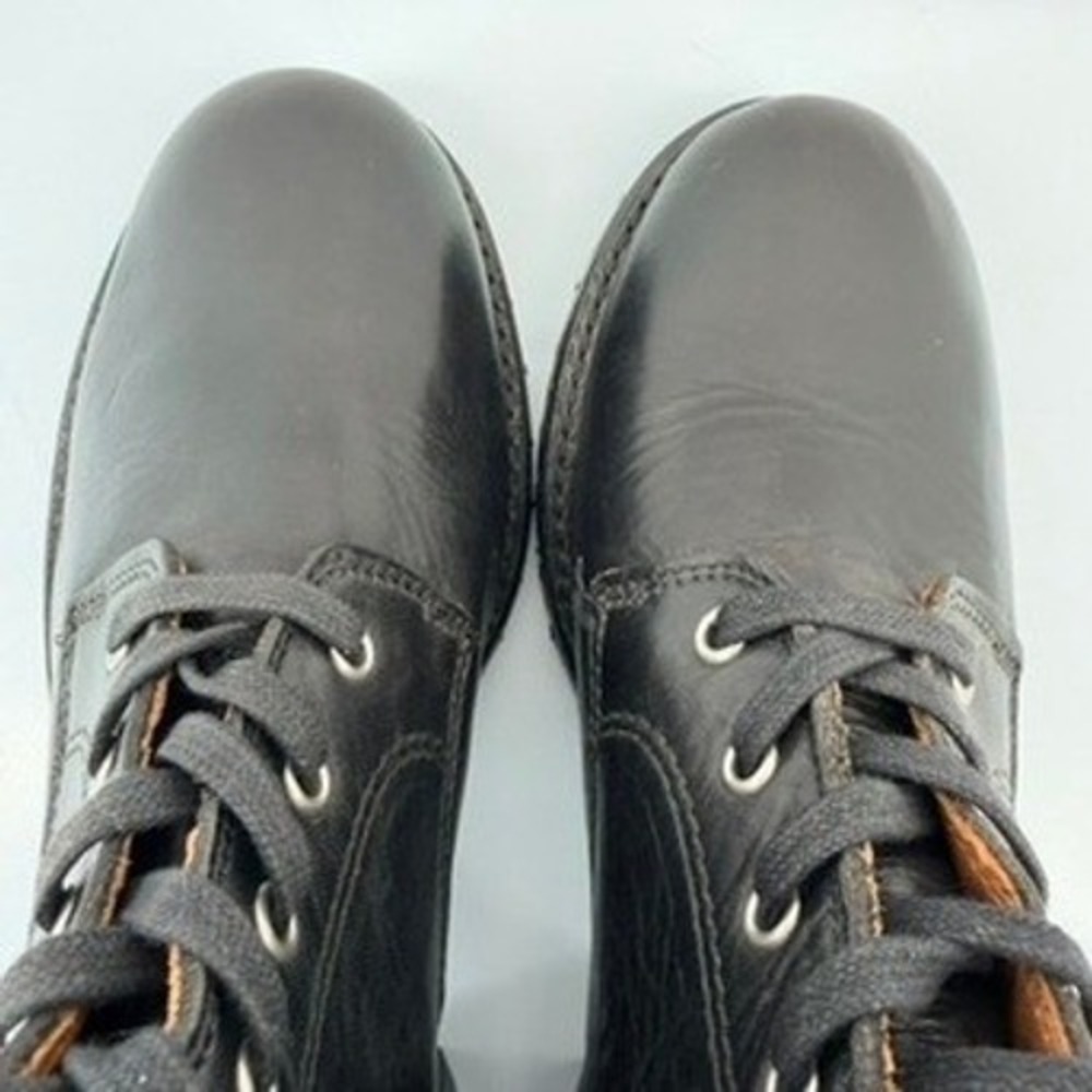FRYE Sabrina 6G Black Leather Heeled Lace Up Boots Made in USA 8.5M 77029 Rare - Picture 5 of 7